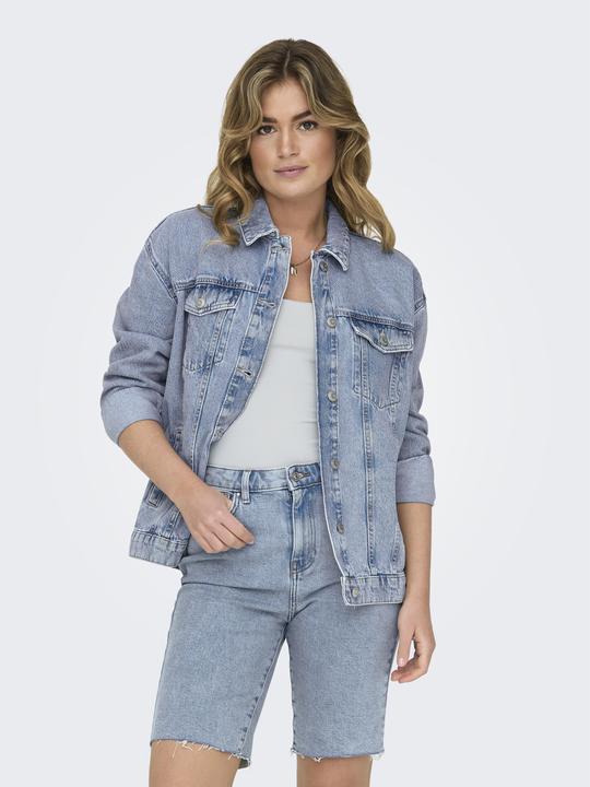 Image du produit Only Capuche avec cordon de serrage Poignets avec bouton Veste en jean épaule basse (S)