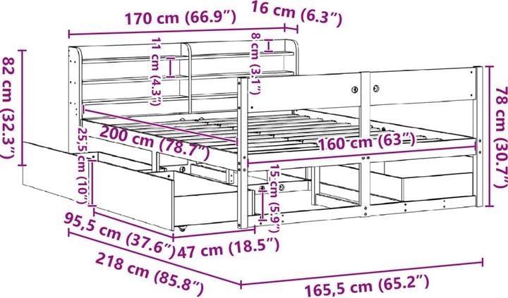 Image du produit vidaXL Bettgestell (160 x 200 cm)