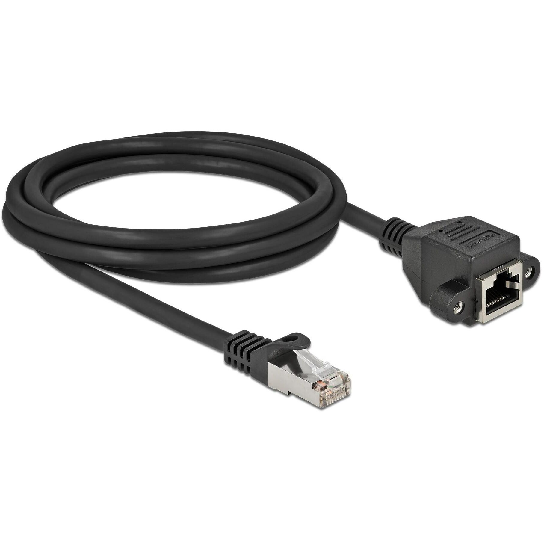 Thumbnail - Delock Netzwerk Verlängerungskabel S/FTP RJ45 Stecker zu RJ45 Buchse Cat.6A 2 m schwarz (S/FTP, CAT6a, 2 m), Netzwerkkab...