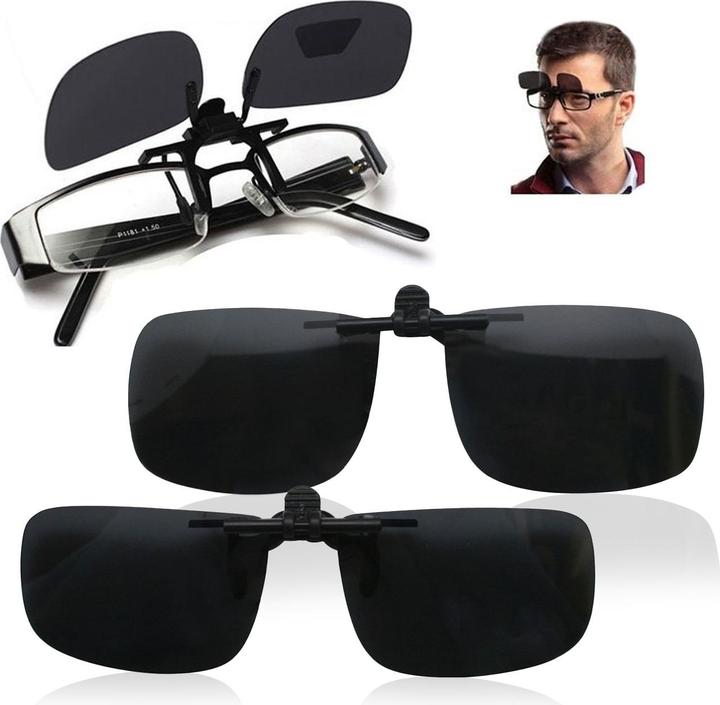 Benson Optics Set of 2 clip-on sunglasses, 1 x size S & M each