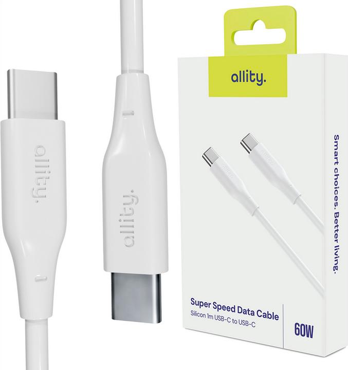 Image du produit Allity cable AUC-02 USB-C - USB-C 1.0 m 60W white (1 m, USB 1.0, 60 W)