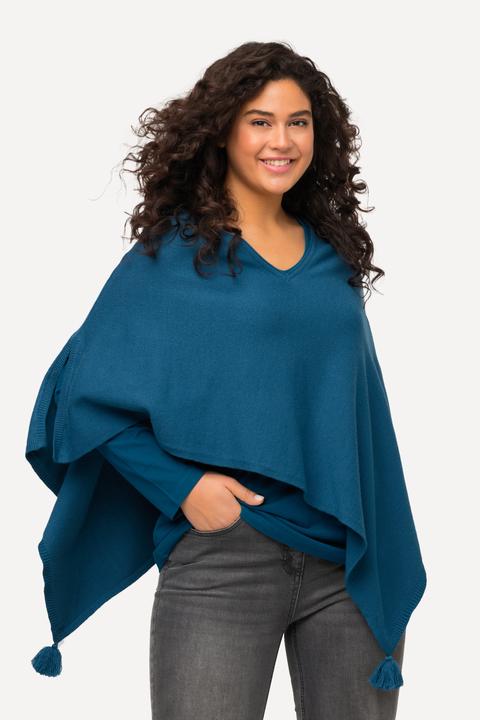 Actual product image Ulla Popken Knit Pointed Hem Poncho (58, 60, 62)