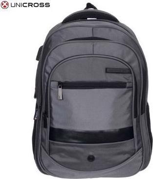Uni Cross Unicross Nova Grey Laptop Backpack USB Padded Compartment 48x33x21cm