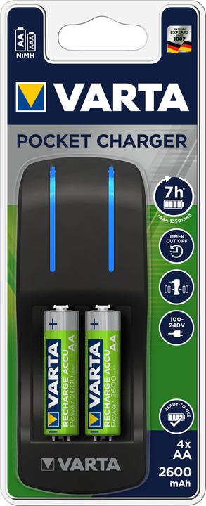 Produktbild Varta Pocket Charger inkl. 4x AA 2600mAh (4 Stk., AA, Ladegerät inkl. Akku)
