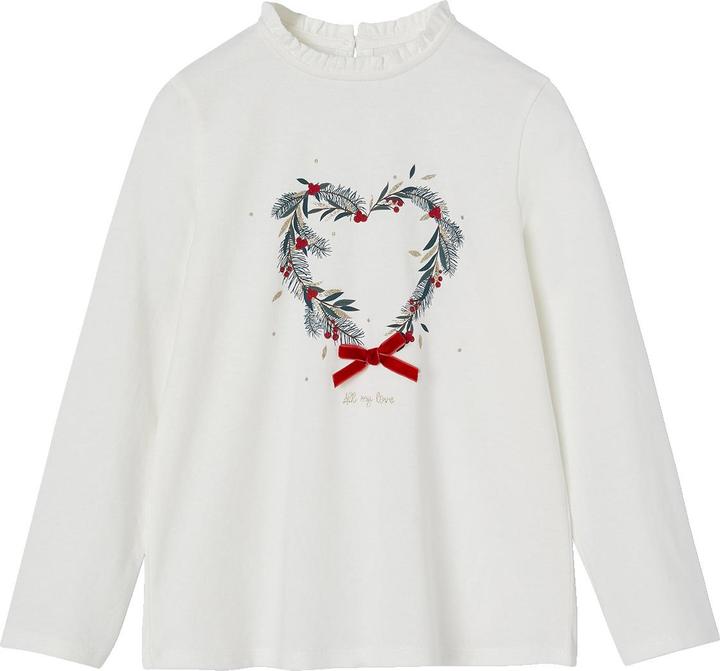 Actual product image Vertbaudet Mädchen Shirt mit Weihnachtskranz, Recycling-Baumwolle (140)