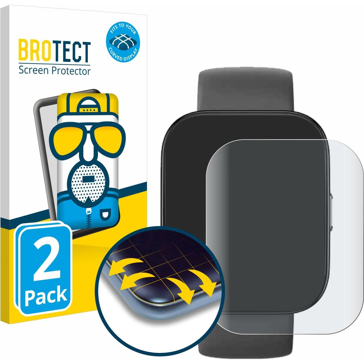 BROTECT Full-Cover Displayschutz Matt, Smartwatch Schutzfolie, Grau
