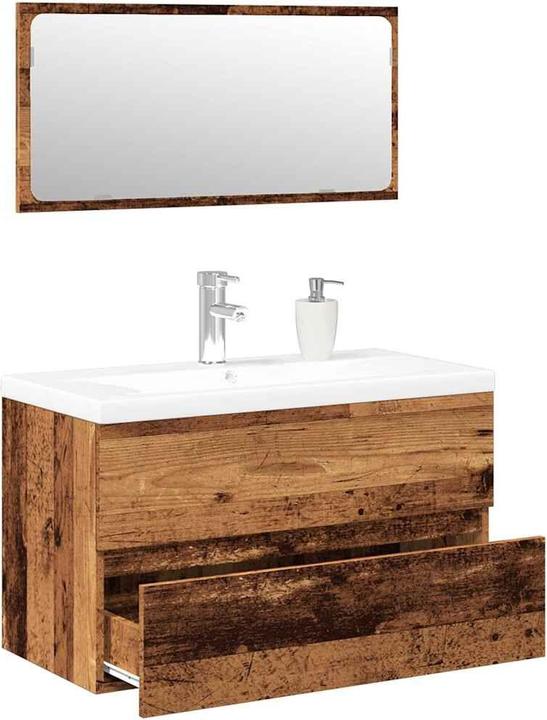 Image du produit VidaXL Badmöbel-Set Altholz-Optik Holzwerkstoff Badmöbelset Badezimmerschrank