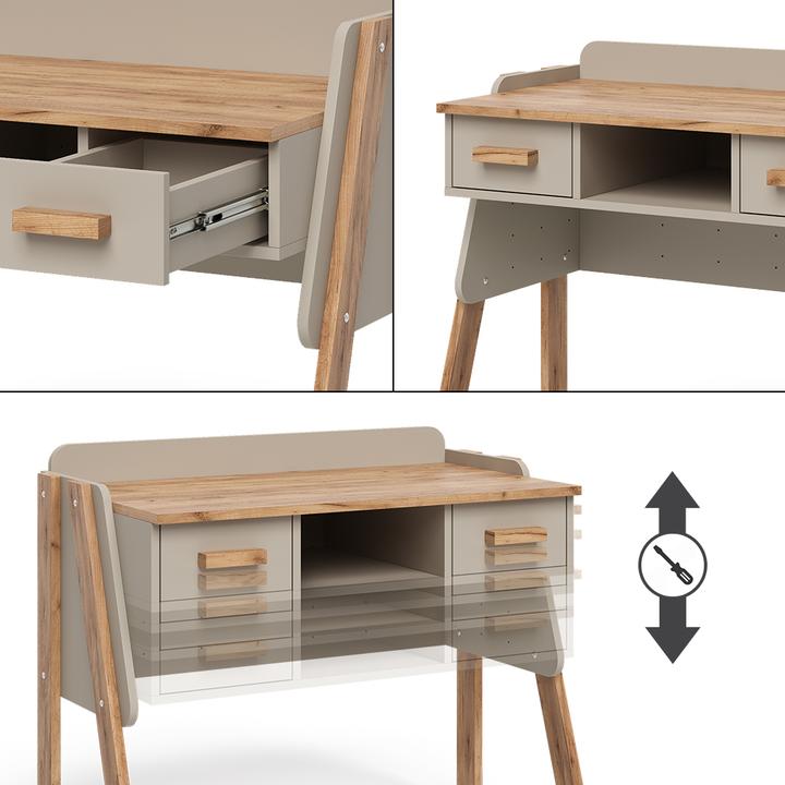 Image du produit VitaliSpa Schreibtisch Malia, Cashmere/Artisan/Artisan, 97 x 51 cm mit 2 Schubladen (51 x 97 x 80 cm)