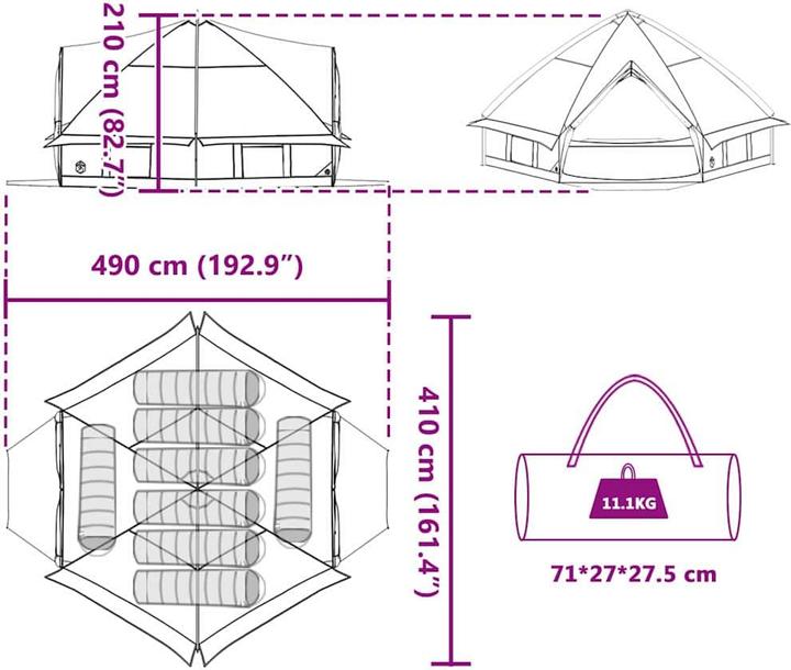 Produktbild vidaXL Campingzelt (11 kg, 8 Personen)