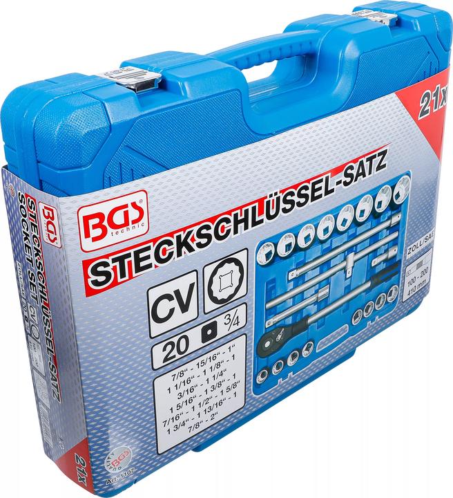 Actual product image BGS Socket Set 20 mm (3/4") Inch Sizes 21 pcs.