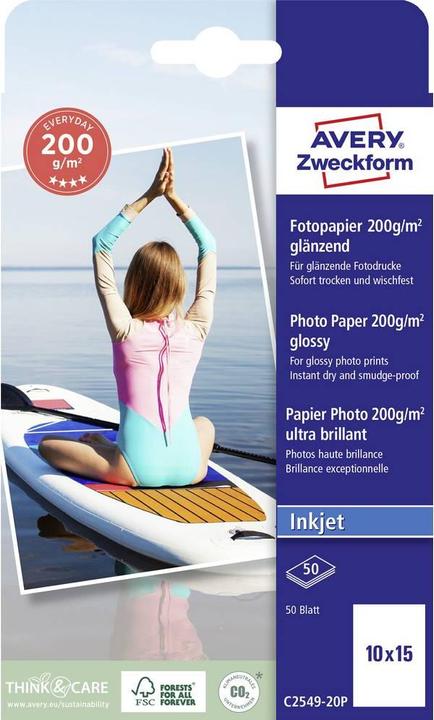 Immagine prodotto Avery Zweckform Superior Inkjet Photo Paper, 20 Blatt GRATIS 10 x 15 cm, 220 g/qm, hochglänzend, sofort tr (200 g/m², 10 x 15 cm, 40 pz.)