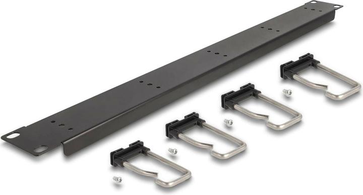 Image du produit Delock 48,30cm (19") Panneau de gestion des câbles avec 5 étriers métalliques 1U noir