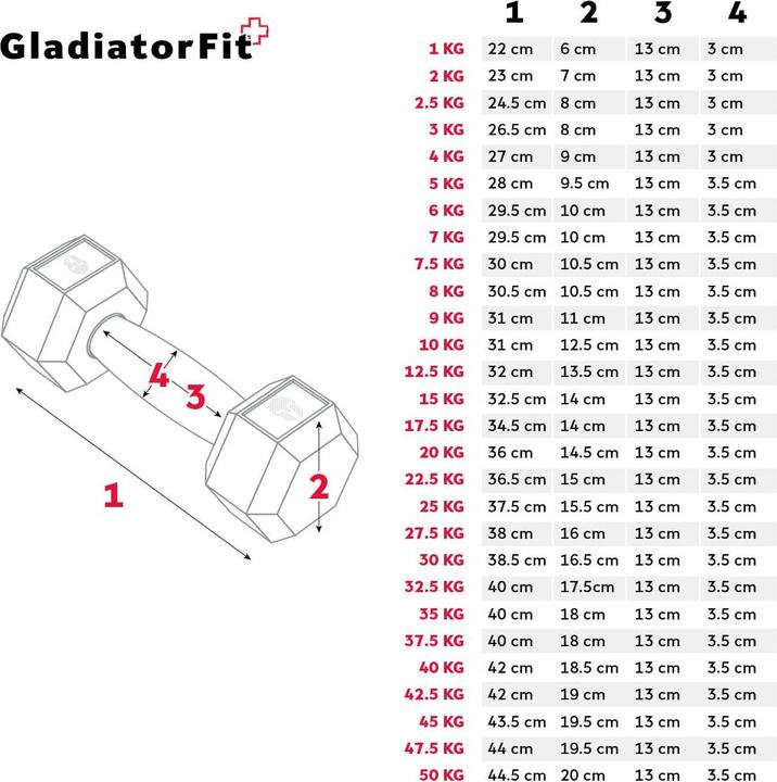 Produktbild Gladiatorfit Hex Dumbbell (1 x 12.5 kg)