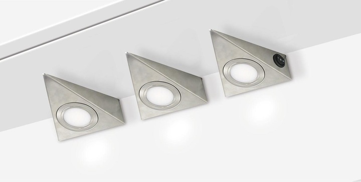Produktbild Wipo Dreieckleuchte CF ColorSwitch, Edelstahl, 3er Set inkl. Netzgerät (120 lm)