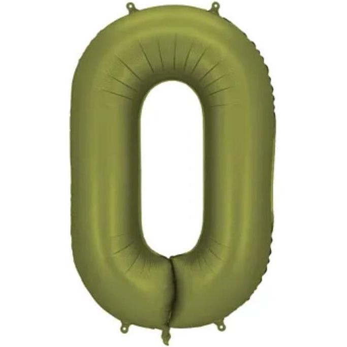 Partydeco Ballon alu Chiffre "0" Vert Olive (1x) (FB1S-0-097)