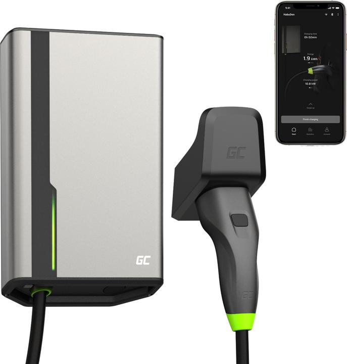 Actual product image GreenCell Green Cell EVGC021A2275 Charging station for electric vehicles Grey Aluminium Wall 3 Built-in (Type 2, 22 kW, 32 A)
