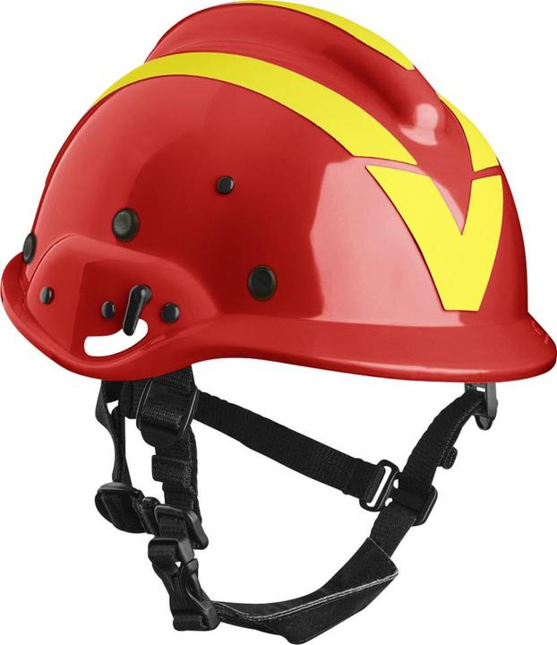 Vallfirest Elmetto antincendio VFT2, rosso (RAL3020) con riflesso giallo (52 - 64 cm)