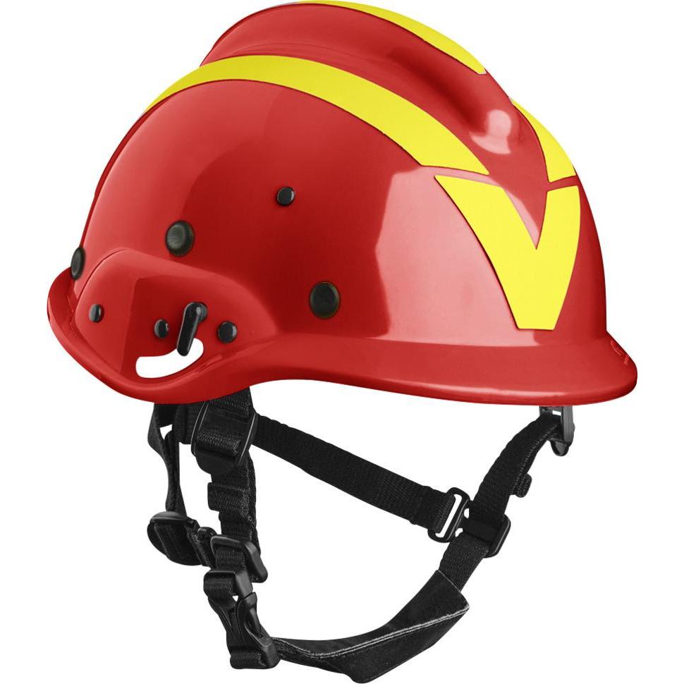 Vallfirest, Kopfschutz, Waldbrandhelm VFT2, rot (RAL3020) mit gelb reflex (52 - 68 cm)