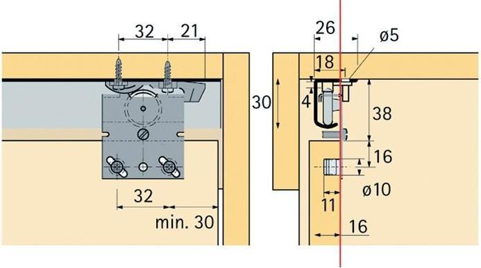 Actual product image Hettich Sliding door fittings Top Line 25/27, Inslide/Mixslide