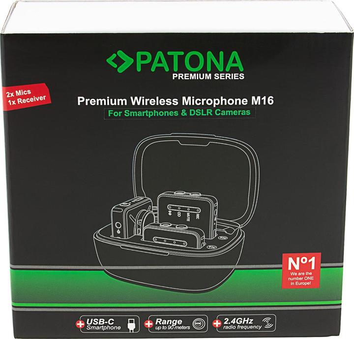 Actual product image Patona Premium Wireless Microphone M16