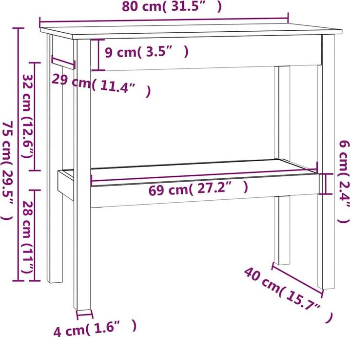 Produktbild vidaXL Konsolentisch (40 x 40 x 75 cm)