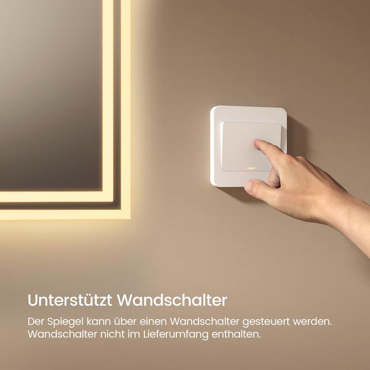 Produktbild Emke Badspiegel mit Beleuchtung 80*60cm, Warmweiss3000K, Dimmbar, Wand Schalter (80 x 60 cm)