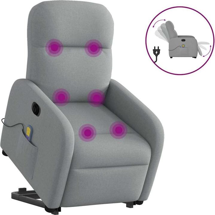 Produktbild VidaXL Elektrischer Massagesessel mit Aufstehhilfe Hellgrau Stoff