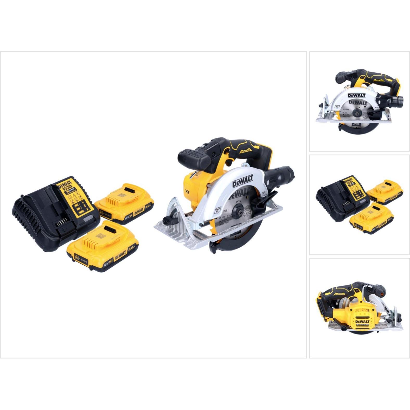DeWalt, Handkreissäge, DCS 565 D2 Akku Handkreissäge 18 V 165 mm Brushless + 2x Akku 2,0 Ah + Ladegerät