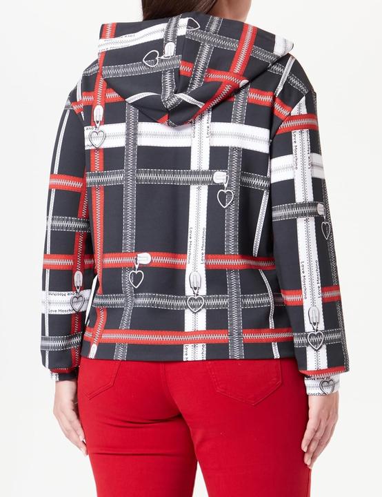 Produktbild Love Moschino Regular Fit Kapuzenpullover mit Allover-Markenreissverschluss-Print (40)