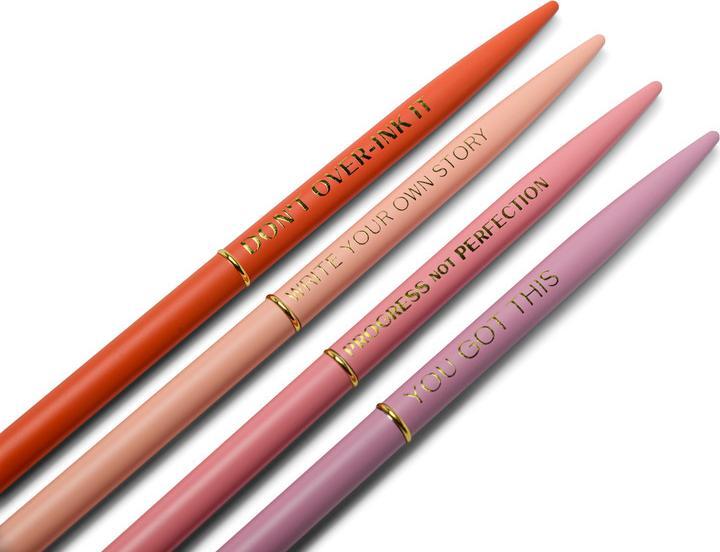 Produktbild Designworks Twisty Slim Metal Pen Set - Motivation (Set of 4) (Pink, Rot, Violet, 4x)