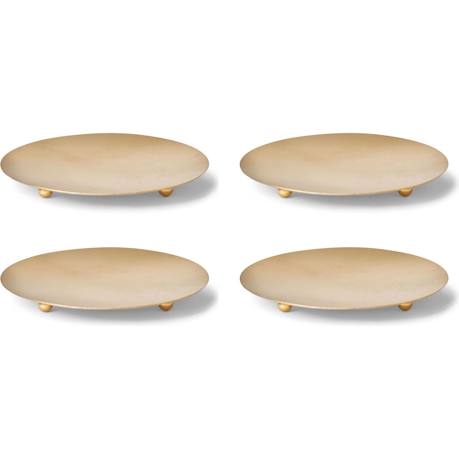 Thumbnail - Novaliv, Kerzenständer, 4er-Set Kerzenteller Dekoteller GOLD 3 Füsse Durchmesser 12cm Adventskranzkerzenhalter