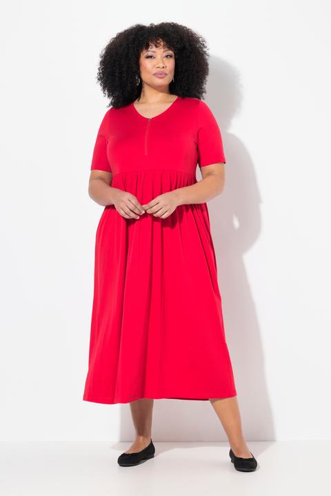 Produktbild Ulla Popken Maxikleid, A-Linie, Zipper, V-Ausschnitt, Halbarm (46, 48)