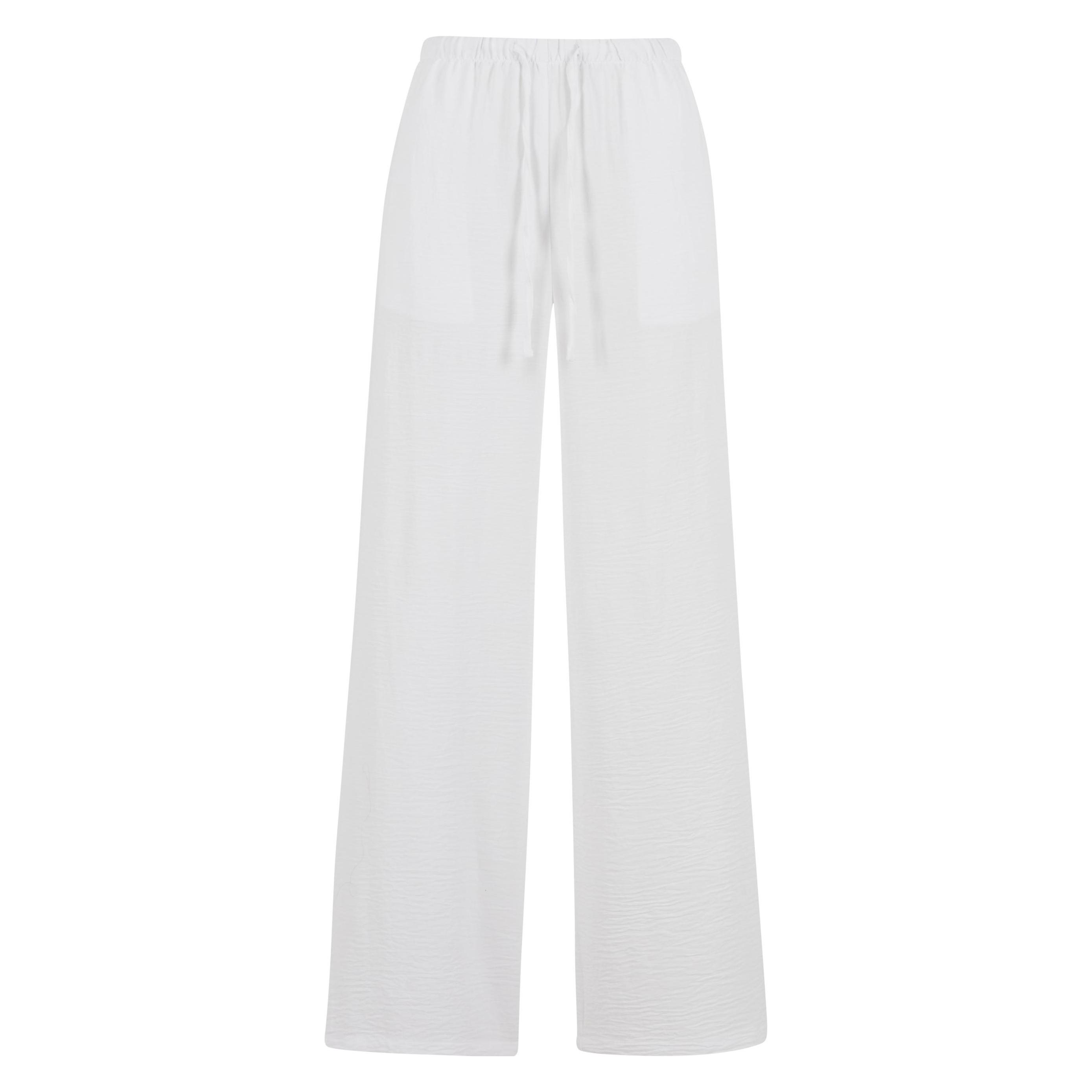 Urban Classics, Damen, Hosen, Ladies Structured Wideleg Pants - 193263, Weiss, (S)