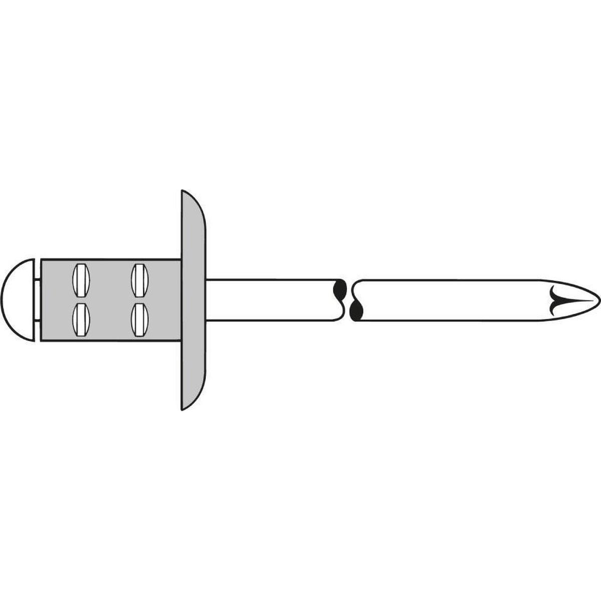 Gesipa, Rivetti, Rivetti ciechi alluminio/acciaio 4,8x15 K 16 mm PolyGrip confezione da 250 pezzi.