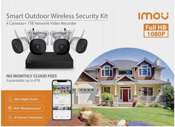 Actual product image Imou 4 Bullet WLAN cameras and 1 TB NVR Lite Kit