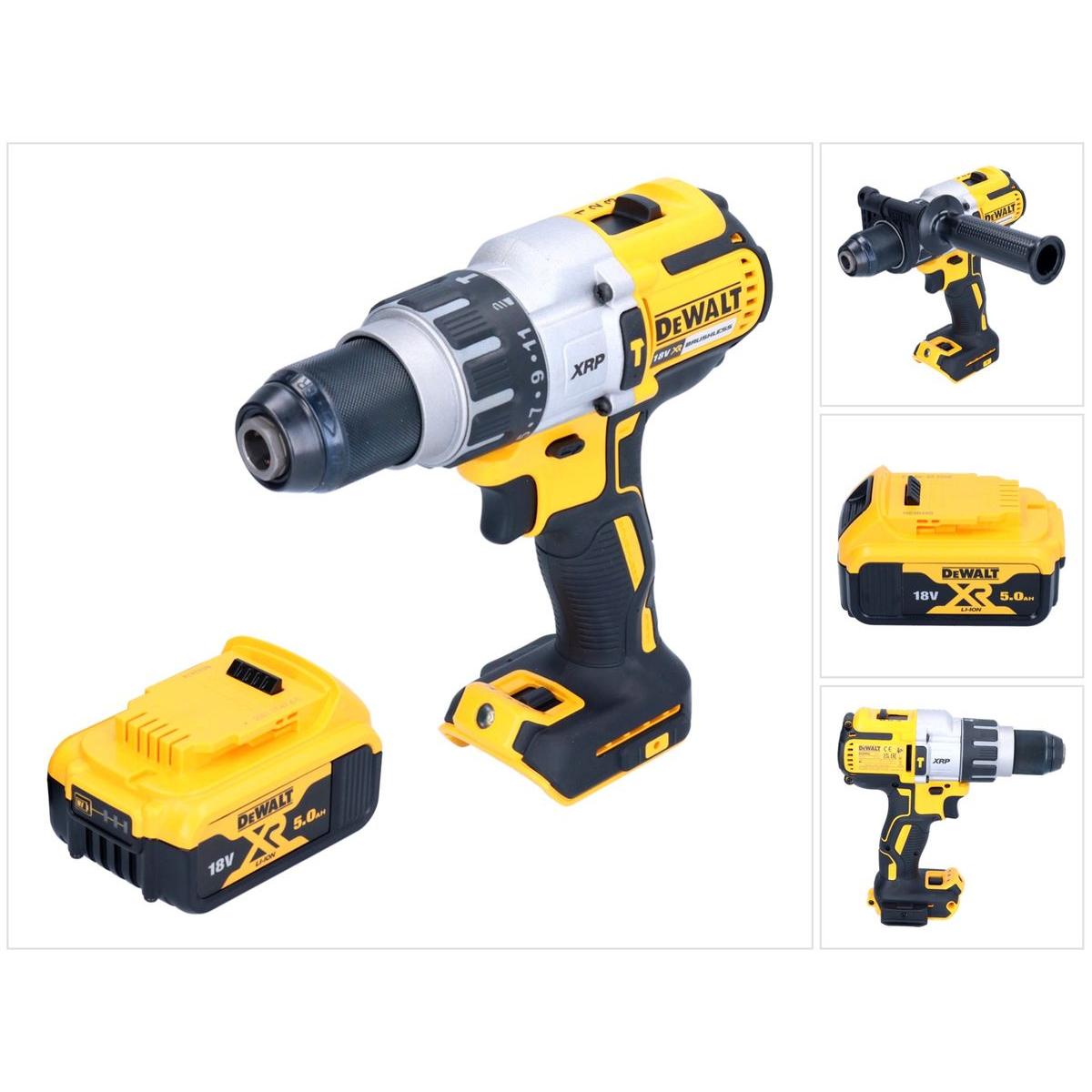 DeWalt, Bohrmaschine + Akkuschrauber, DCD 996 N Akku Schlagbohrschrauber 18 V 95 Nm Brushless + 1x Akku 5,0 Ah - ohne La...