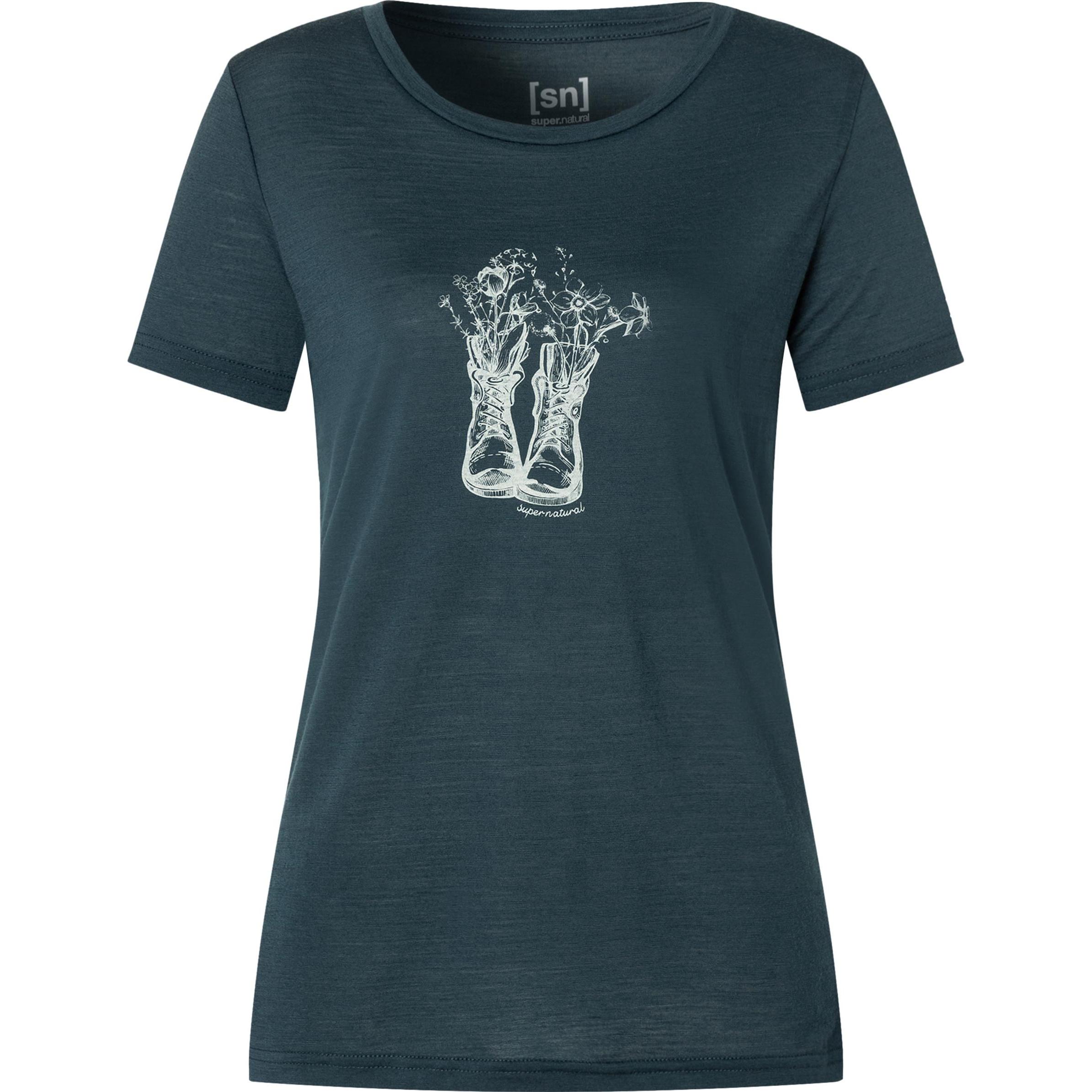 Super Natural, Damen, Funktionsshirt, Flower Boots (XS), Blau, XS