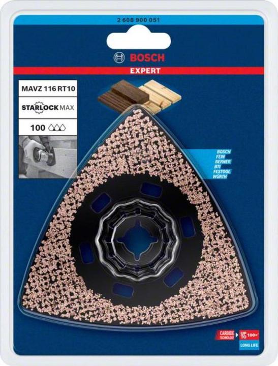 Actual product image Bosch Professional Zubehör EXPERT Sanding Plate MAVZ 116 RT10 Blade for multifunction tools, 116 mm (100)