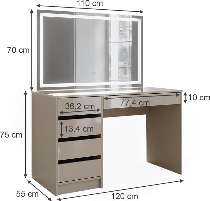 Image du produit Vicco Sherry avec éclairage (120 x 75 x 55 cm)