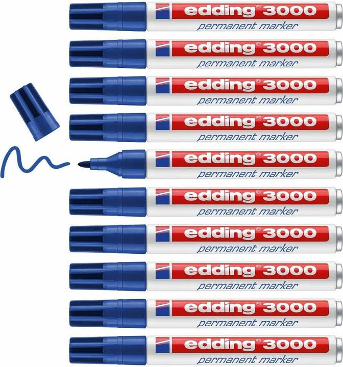 Actual product image Edding Permanent Marker 3000 1.5-3mm (Blue, 3 mm, 10 x)