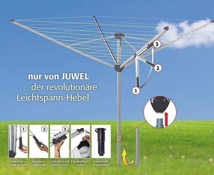 Actual product image Juwel Clothes horse / rotary dryer Novastar 500 Compact easy to open thanks to light tensioning lever (45 m)
