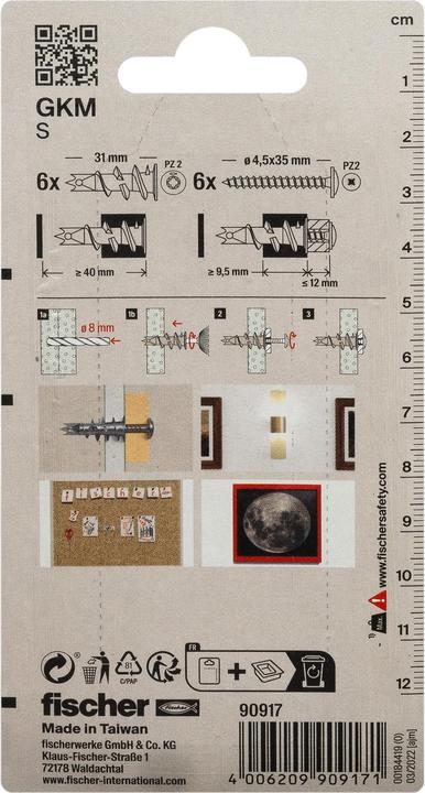 Actual product image Fischer Plasterboard plug metal GKM S K