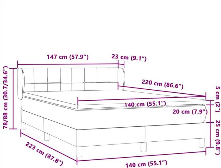 Produktbild vidaXL Boxspringbett (140 x 220 cm)