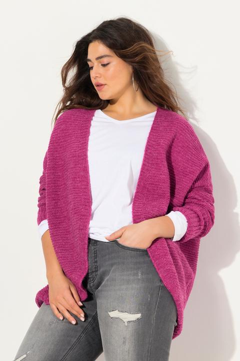 Produktbild Ulla Popken Strickjacke, Egg-Shape, Wollanteil, offene Form (54)