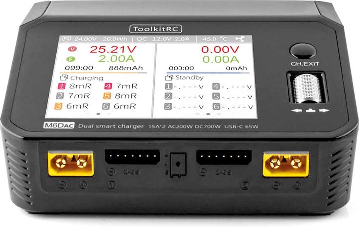 Actual product image Toolkitrc M6DAC LiPo 1-6S 15A 2 channel charger AC/DC