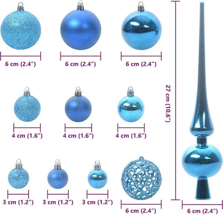 Produktbild vidaXL Weihnachtsornamente (123 -teilig)