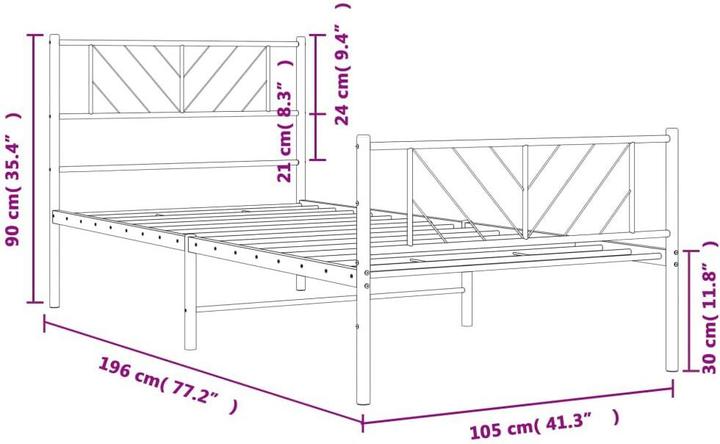 Produktbild vidaXL Metall Bettgestell (100 x 190 cm)