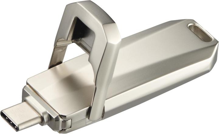 Actual product image Hama USB flash drive Uni-C Deluxe, USB-C 3.1, 128GB, 90MB/s, silver (128 GB, USB-C)