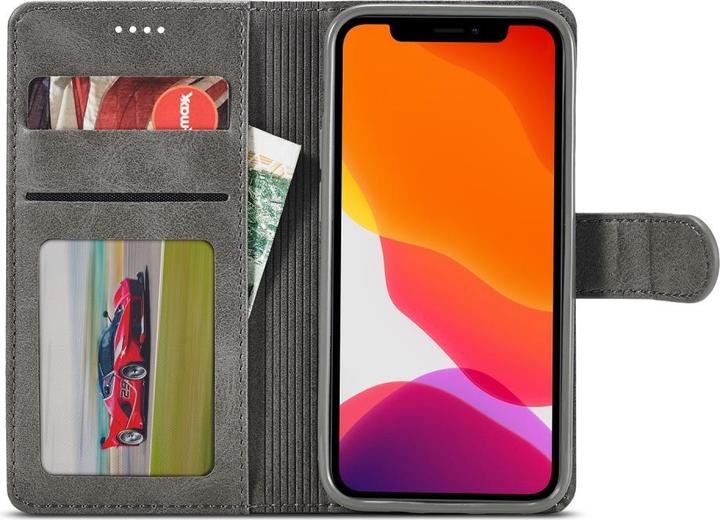 Image du produit Ueli Express iPhone 12 / iPhone 12 Pro Livre Etui en cuir véritable avec porte-carte Gris (Apple iPhone 12 Pro, Apple iPhone 12)