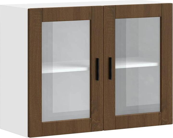 Actual product image VidaXL Kitchen wall unit with glass door Porto brown oak-look (80 x 31 x 60 cm)